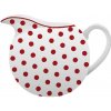 Porcelánový červeno-biely džbán na mlieko v retro štýle s bodkovaným červeným dekorom a s rúčkou na ľahšie uchopenie 9,5 x 9 cm Isabelle Rose 37866