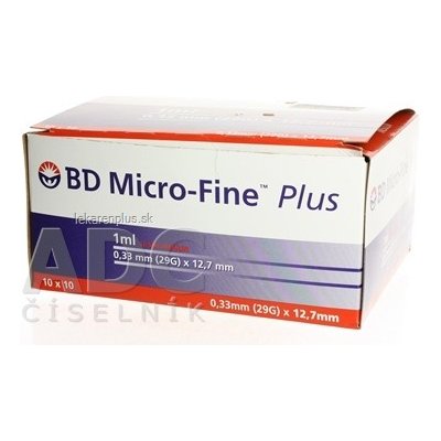 BD MICRO FINE INZULÍNOVA STRIEKAČKA U-100 s integrovanou ihlou 29G, objem 1 ml, 10x10 ks