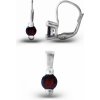 A-B Set of silver jewelry with round garnet Tiny pyrope earrings and pendant 20000049