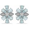Nefertitis Náušnice strieborné s brúsenými akvamarínmi a zirkónmi Ag 925 016227 AQ NF44140 - 1,5 cm, 4,9 g