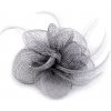 Brošňa / ozdoba do vlasov kvet s perím šedá najsvetlejšia 1ks