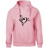 Husľový kľúč srdce - Oversized mikina dámská Moon - kratšia + širšia - XL ( Ružová )