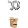 HeliumKing Balónový box - Narodeninové číslo 70 strieborný 86 cm