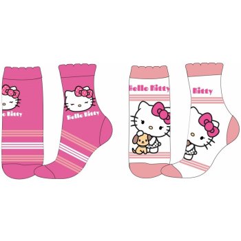 Hello Kitty Dievčenské ponožky ružové / biele