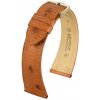 Remienok Hirsch Massai Ostrich 1 - zlatohnedý - 20 mm - L – Štandardná dĺžka (doporučujeme) - 16 mm - Zlatá + 5 rokov záruka a darček ZADARMO