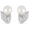 Nefertitis Náušnice strieborné s bielou perlou a zirkónmi Ag 925 08428 WP NF15747 - 1,6 cm, 5,4 g