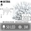 Viktória spojovateľná led svetelná záclona vonkajšia flash - 50led - 3m studená biela / flash prebliknutie studená biela - biely kábel