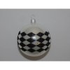 ONREX Vianočná ozdoba sklenená guľa biela/čierna dekor pr. 8 cm