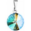 Prívesok bižutérie so Swarovski kryštálmi zelený fialový okrúhly 54001.5
