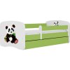 Kocot kids Detská posteľ Babydreams panda zelená II, variant 70x140, se šuplíky, s matrací