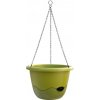 Samozavlažovací závesný kvetináč Mareta, zelená, 30 cm, Plastia, pr. 30 cm