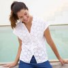 Blúzka z madeiry a výstrihom do V biela 044 Blancheporte