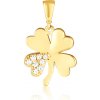 Zlatý prívesok so zirkónmi štvorlístok ZP0254XJ71-2000 (585/1000) 1,2g