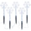 Solight LED záhradné osvetlenie, snehové vločky, 5ks, 15x LED, zapichovacie, 3xAA