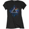 Pink Floyd Dark Side of the Moon Blue Splatter Black L Dámske Tričko