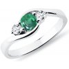 Prsteň z bieleho zlata so smaragdom a diamantmi KLENOTA K0001082
