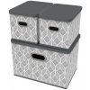 HomeLife Úložný box s vekom súprava 3 ks - list sivá-biela - 5105