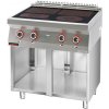 KROMET Sklokeramický elektrický sporák, 4 platne 2x4 kW + 1x2,1 kW + 1x2 kW na otvorenom podstavci, 800x700x900 mm | KROMET, 700.KE-4C.S