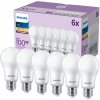 6x LED žiarovka E27 A65 13W = 100W 1521lm 2700K teplá biela 150° EC Multipack Philips
