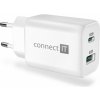 CONNECT IT Wanderer2 GaN nabíjací adaptér 1×USB-C + 1xUSB-A, 33W PD, BIELÝ