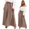 Fashionweek Dlhá maxi letná sukňa zo vzdušného materiálu s vreckami + opasok ELIS Farba: CAPPUCCINO, Veľkosť: Universal