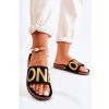 Čierne dámske šľapky so zlatým nápisom, 22SD10-4517 BLK__20256-36 36