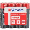 Batéria alkalická, AA-LR6 Mignon, AA, 1.5V, Verbatim, fólia, 4-pack, 49501