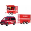Kids Globe Traffic VW hasiči CZ design 27,5cm kov spätný chod s prívesom