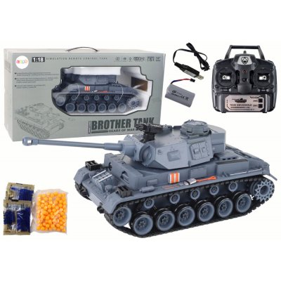 LEAN Toys RC Tank 1:18 Cannon Smoke Shield znie sivo