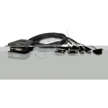 Aten CS-22D 2-port DVI KVM USB mini, integrované kabely