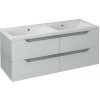 SAPHO - WAVE dvojumývadlová skrinka 119,7x50x47,8cm, biela/dub strieborný WA120-3011