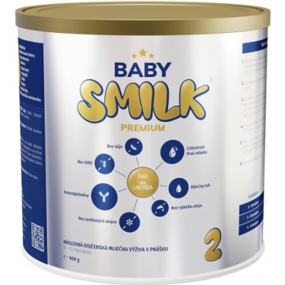 BABYSMILK Premium 2 - Následná dojčenská mliečna výživa s Colostrom (Od uk. 6. mesiaca) 900 g