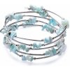 Nefertitis Larimar a oceľ módne náramok široký wrap NF17123 - obvod cca 16 až 24 cm