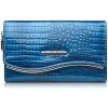 Jennifer Jones Dámska lakovaná kožená peňaženka s krokodílím vzorom svetlomodrá SP-24-CDB