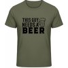 Akciové Gildan Soft-Style Tričko - Nápis - Tento chlap potrebuje Pivo - Military Green - M - Pánske