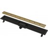 Alcadrain APZ10BLACK-650BRASS - Podlahový žľab s okrajom pre perforovaný rošt, mosadz