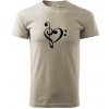 Husľový kľúč srdce - Klasické pánske tričko vyššej gramáže - 3XL ( Ľadovo sivá )