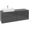VILLEROY & BOCH Collaro závesná skrinka pod umývadlo na dosku (umývadlo vľavo), 4 zásuvky, 1600 x 500 x 548 mm, Glossy Grey, C13500FP