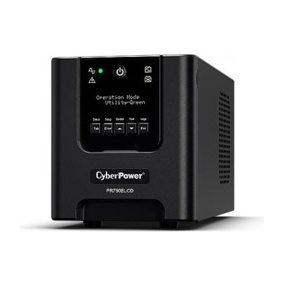 CyberPower Professional Tower 750 (PR750ELCD) Výkon: 750 VA (675 W) / Čistý sínusový priebeh / 6x výstup (6x zálohované) / C13 / LCD panel / USB / RS232 / EPO / / Softvér: PowerPanel® Business Edition