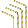 Party Farebné slamky so zlatými pásmi, 10 ks