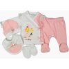 5 dielna novorodenecká sada biela s ružovou - Húsky, veľ. 56