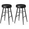 Sada 2 ks barových stoličiek, syntetická koža s prešívaním, čierne