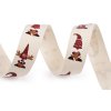 Bavlnená stuha šírka 15 mm vianočná - 22.5 m 4 režná svetlá škriatok