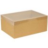 Darčeková krabica s priehľadným vekom 350x250x150/35 mm, hnedá - kraft