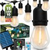 Girlanda Solárna Záhradná 15x LED Ozdobné Žiarovky 10, 4m 2700K Teplá + DIAĽKOVÝ OVLÁDAČ IP65 SOLLIS 2 LUMILED