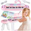 Klávesy ružové piano s mikrofónom, 37 klávesov, nahrávanie MP3 + stolička