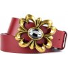 Kožený opasok FLOWER, šírka 4cm, Slovenská výroba - Bordová