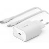 Belkin 25W PD 3.0 PPS USB-C Wall Charger + USB-C/Lightning kábel 1m - White WCA004vf1MWH-B5