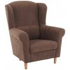 Kreslo ušiak, látka hnedá, CHARLOT