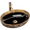 REA Margot keramické oválne umývadlo na dosku 52x40 cm Čierna lesklá/Zlatý Vzor U8978 REA-U8978